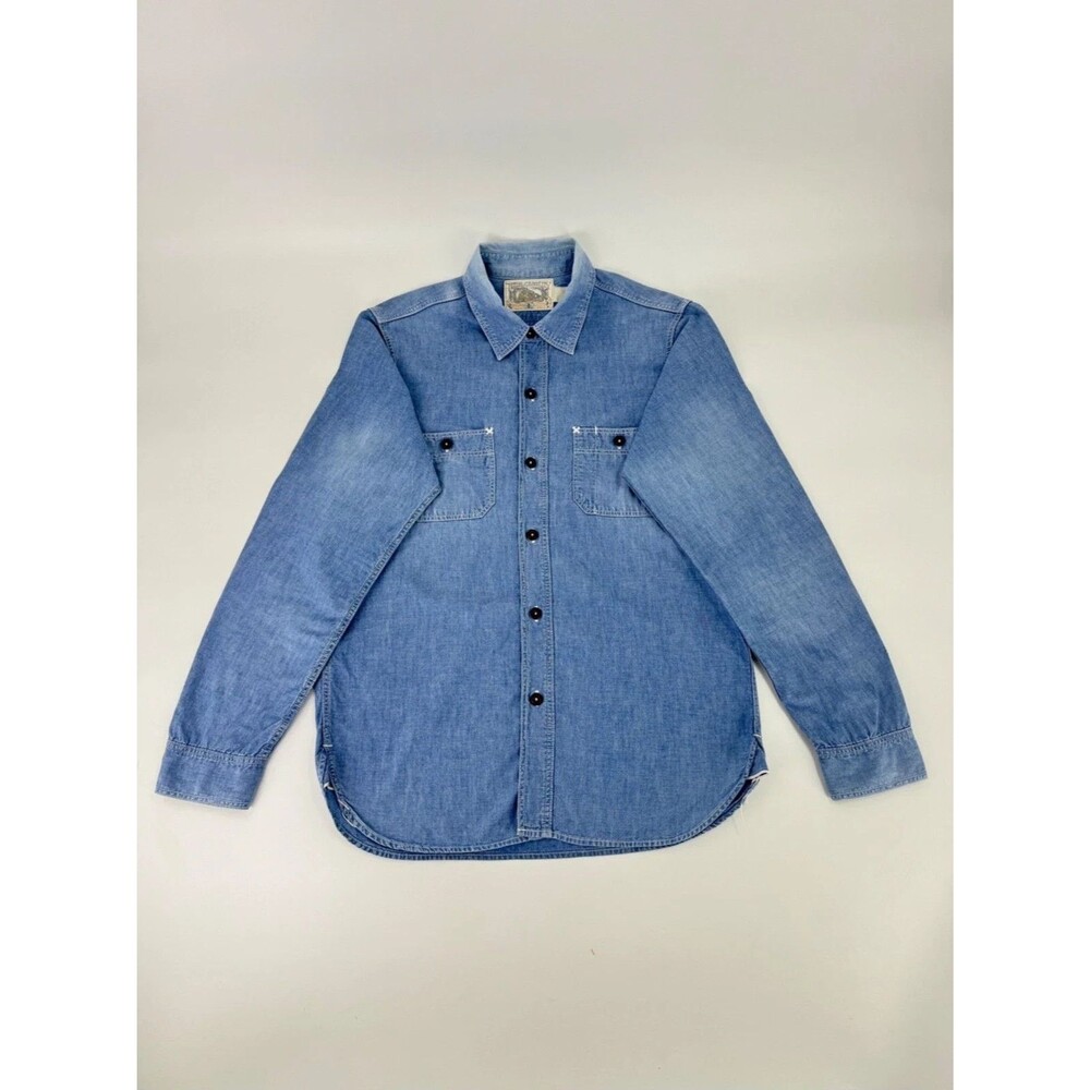 Freewheelers co Neal Cassady Blue Indigo Button Up Chambray Shirt Size 15 Japan